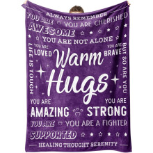 Warm Hug Blanket for Women – Get Well Soon, Thinking of You, Cancer Care Gift, 60"x50", Purple, Comfort Soft Healing Blanket