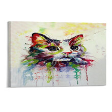 Cute Cats Colorful Canvas Prints Wall Art,Winter Scene Decor Wooden Framed for Living Room Bedroom Office 2416 inch