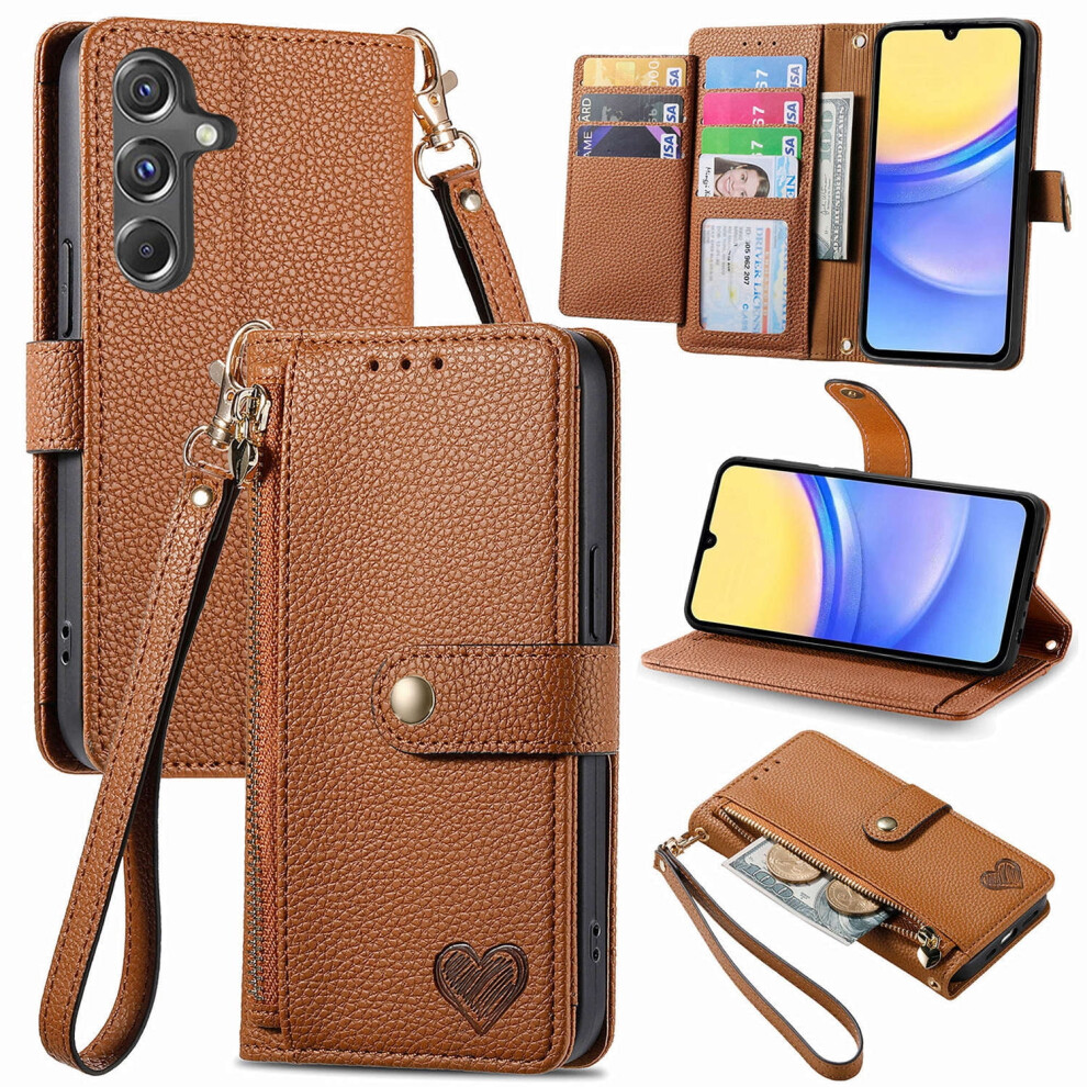 Wallet Leather Phone Case For Compatible With Samsung Galaxy A54 A34 A24 A14 Multi Card Zipper Phone Case 9489952278452