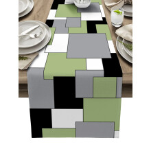 Black Grey Patchwork Abstract Art Table Runner Home Wedding Table Flag Mat Centerpieces Decoration Party Dining Long Tablecloth