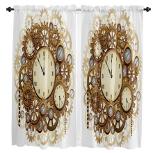 Tile Texture Flower Clock Coffee Cup Curtains Home Decor Living Room Kitchen Balcony Room Window Curtain Bedroom Decoration