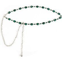 cinturón de cadena de diamantes de vidrio verde cinturón de diamantes de metal vestido de mujer cinturón de metal cinturón de estilo occidental