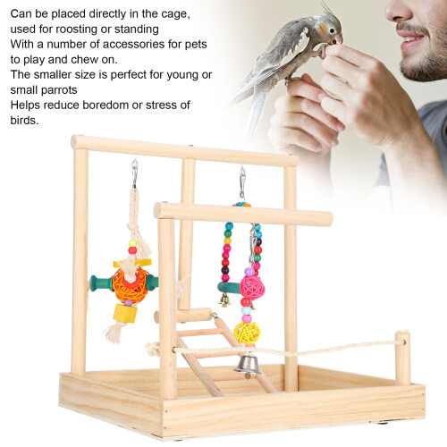 Parrot Exercise Stand Solid Wood Bird Cage Perch for Play & Training 2