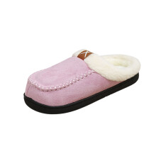 Fleece-Lined Winter Slippers For Women Indoor Outdoor Cozy House Shoes Round Toe Closed Heel Non-Slip Flat Slipper Soft Flock Material Us Size 5.5