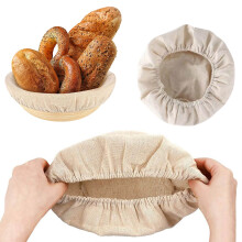 2-Pack Natural Rattan Banneton Liners – Reusable Linen-Cotton Sourdough Proofing Basket Covers, Compatible with Standard Bannetons