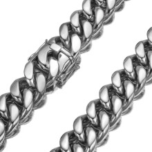 Collana da uomo hip hop in acciaio inossidabile, modello Miami Cuban Link, colore argento, 6-22 mm - 22 pollici - 12 mm