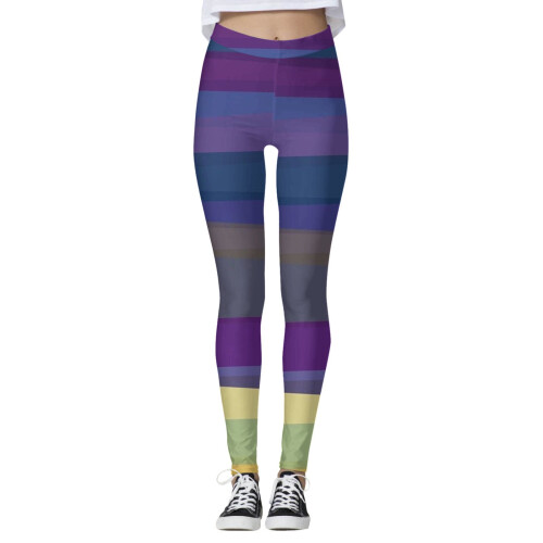 Women's Striped Tights Rainbow Print S 1