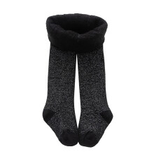 Gevoerde leggings voor meisjes, katoenen gebreide warme panty voor peuters, lange broek (S 12-24 maanden, zwart)