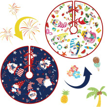 36" Reversible Tree Skirt for Easter & Independence Day – Double-Sided Holiday Decoration Mat (Compatible with Christmas Trees)