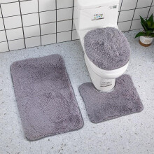 3-Piece Bathroom Rugs Set, 50x80cm, Light Grey, Soft Silk-Fleece Polyester – Floor Protection & Comfort