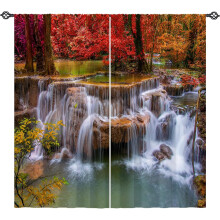Autumn Forest Print Blackout Curtains, Rod Pocket, 2 Panels, 52x63 Inch, for Bedroom & Living Room