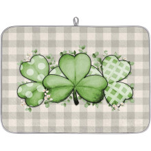 St. Patricks tørkematte for oppvask, Shamrock Buffalo Plaid, 18x24