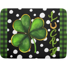 St. Patrick’s Day Dish Drying Mat 18x24", Green Clover Shamrock Polka Dot, Ultra-Absorbent Reversible Microfiber Mat for Kitchen Countertops