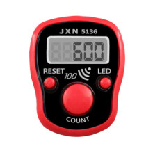 Contador de dedos com display LED, plástico ABS compacto.