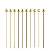 BE-TOOL10PCS Frugtgaffel Rustfrit Stål Cocktailpinde Dessert Frugtgaffel Til Middagsselskab BBQ Picnic Genanvendelig Guld