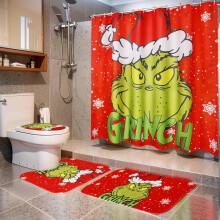 Ensemble de décoration de salle de bain de Noël rouge 4 pièces