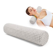 Foam Cervical Neck Pillow, Pain Relief Support, Washable Cotton Cover, Gray, 15.7x3.9in Round Bolster, Multi-Functional for Home/Travel/Office/Yoga,