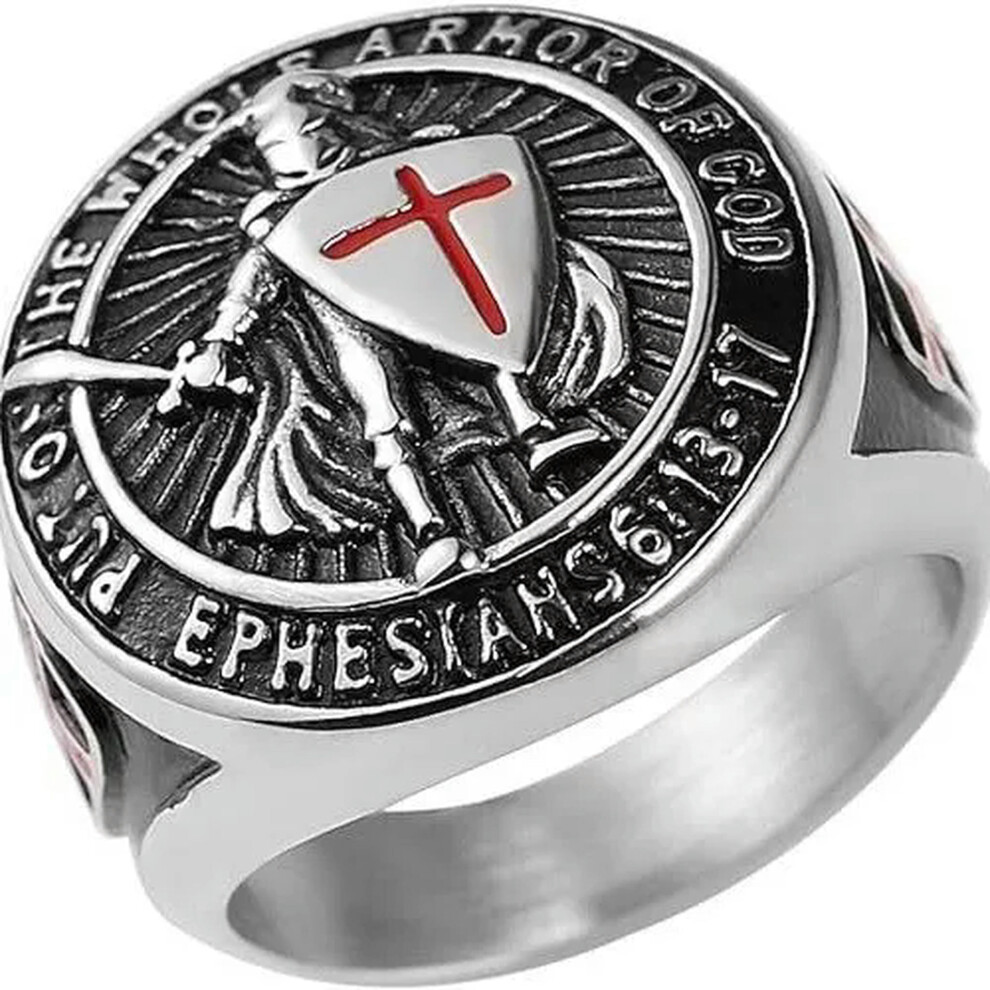 Sword Shield Warrior Ring Stainless Steel Put on the Whole Armor of God Ring-8