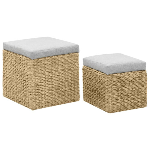 VidaXL vidaXL Ottoman-Set 2 Stk. Seegras Grau 1
