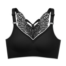Women's Ice Silk Comfort Wireless Bra Support Large Bust Back Smoothing Seamless Bras for Women, Black, Size XXXXL