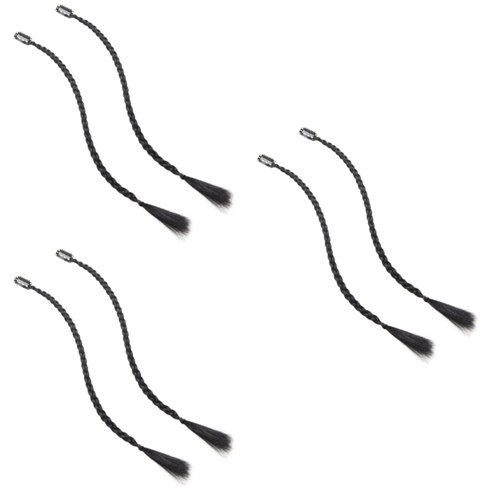 Unisex 6 Pcs Braid Hair Extensions Clip In Hair Extensions Front Side Bang Long Braided Hair Piece