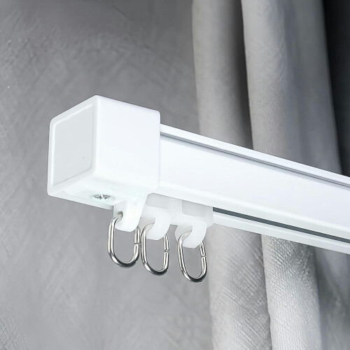 Système de rail de rideau robuste en aluminium noir 140 cm