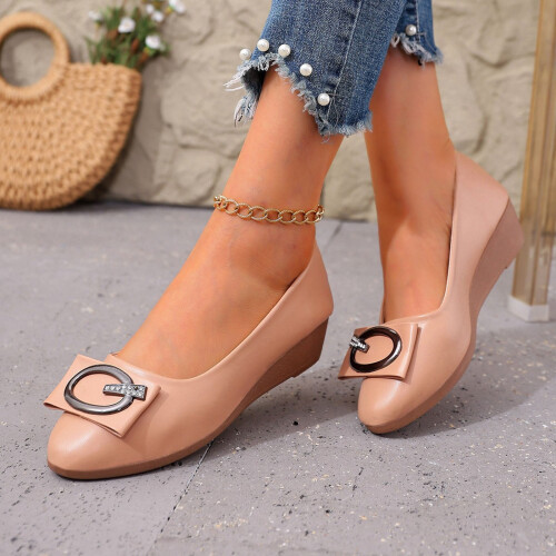 Γυναικεία παπούτσια με τακούνι σφήνας, slip-on, casual, άνετα, φλατ, από μαλακό δέρμα, με 1