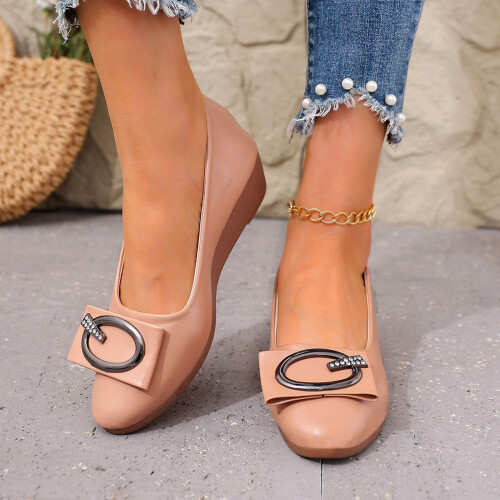Γυναικεία παπούτσια με τακούνι σφήνας, slip-on, casual, άνετα, φλατ, από μαλακό δέρμα, με 2