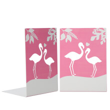 2Pcs Metal Bookends, Iron Desk Organizer, Flamingo Style, 11x8x15cm