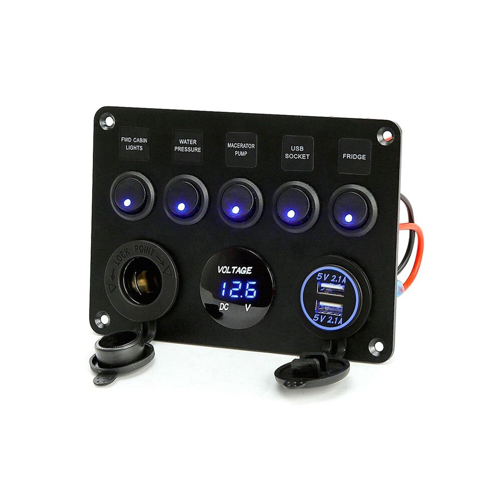 Boat Panel Car Panel Waterproof Digital Voltmeter Dual Usb Port Outlet Combination Marine Led Rocker 6034093482065
