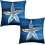 Conjunto de 2 capas de almofada em linho azul-marinho com estampa de estrela-do-mar, 50x50cm (20x20 polegadas). 2