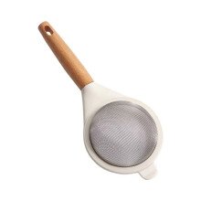Stainless Steel Fine Mesh Flour Sifter with Wooden Handle - Ideal for Sugar, Cocoa, and Matcha Powder