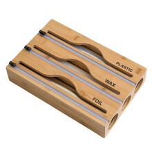 Wrap Dispenser, Aluminum Tin Foil and Wax Paper Storage Dispenser with Slide Cutter & Labels for Kitchen Drawer 3 Grid