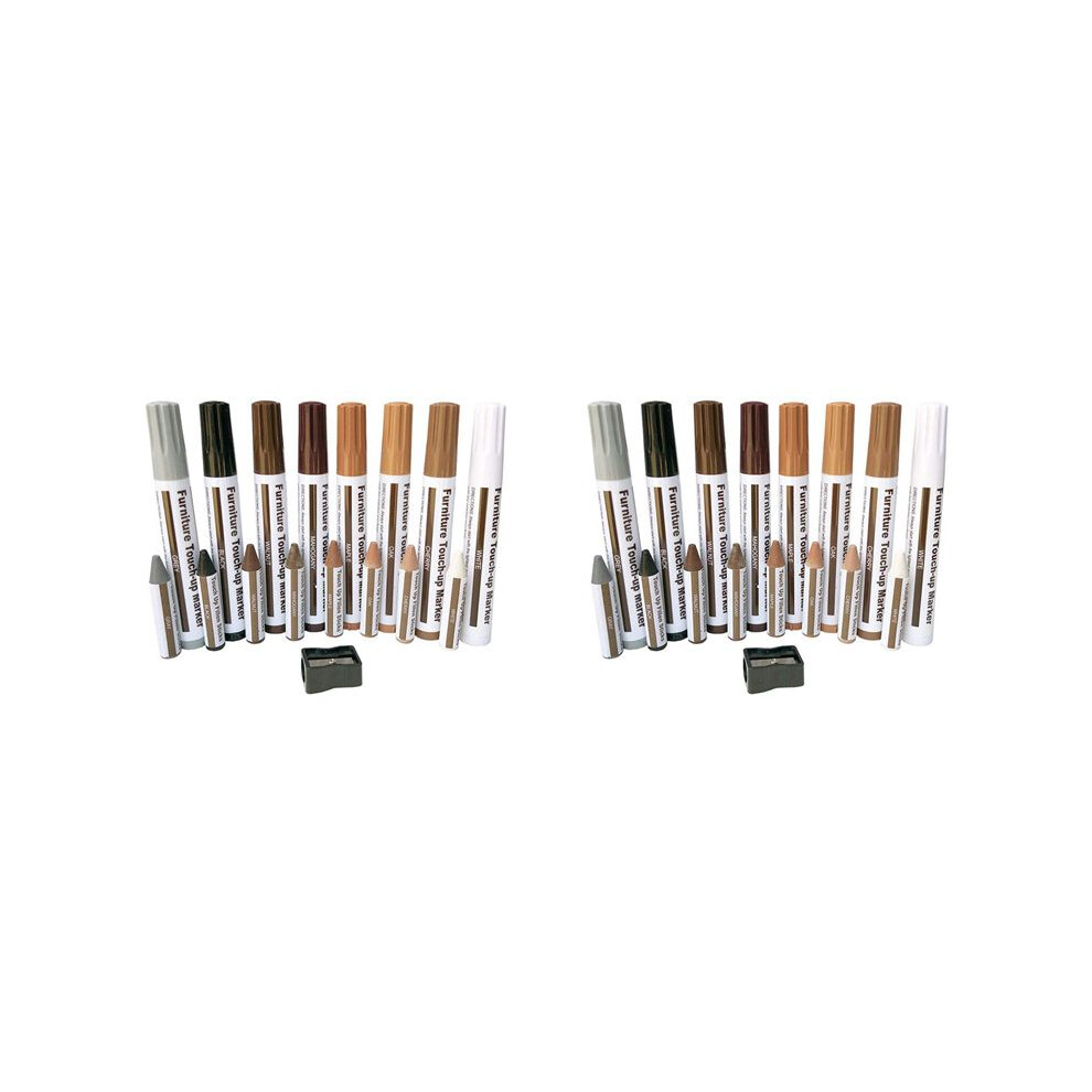 Furniture Repair Kit Wood Markers - Set Of 34 - Markers And Wax Sticks With Sharpener Kit, For Scratches, Wood Floors 6032760167758