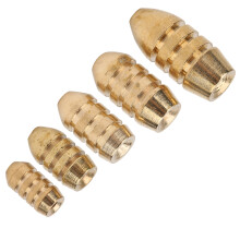 25Pcs Copper Fishing Sinkers Set, 1.2-2.2cm, 1.75-10g, Golden