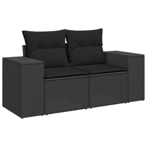 VidaXL vidaXL 3-tlg. Garten-Sofagarnitur mit Kissen Schwarz Poly Rattan 2