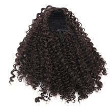 Black Long Curly Wavy Drawstring Synthetic Ponytail Extension, Heat Resistant