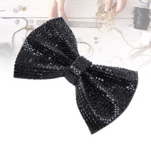 Black Crystal Glass Rhinestone Bow Iron Patch for Clothing & Accessories