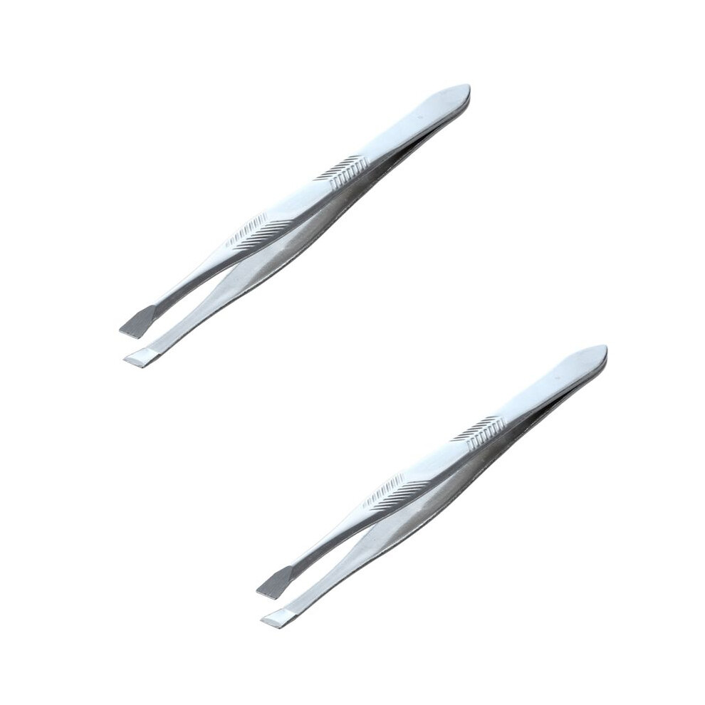 Typecat 2X Silver Tone Stainless Steel 3.5 Inch Length Tweezer For Eyebrow