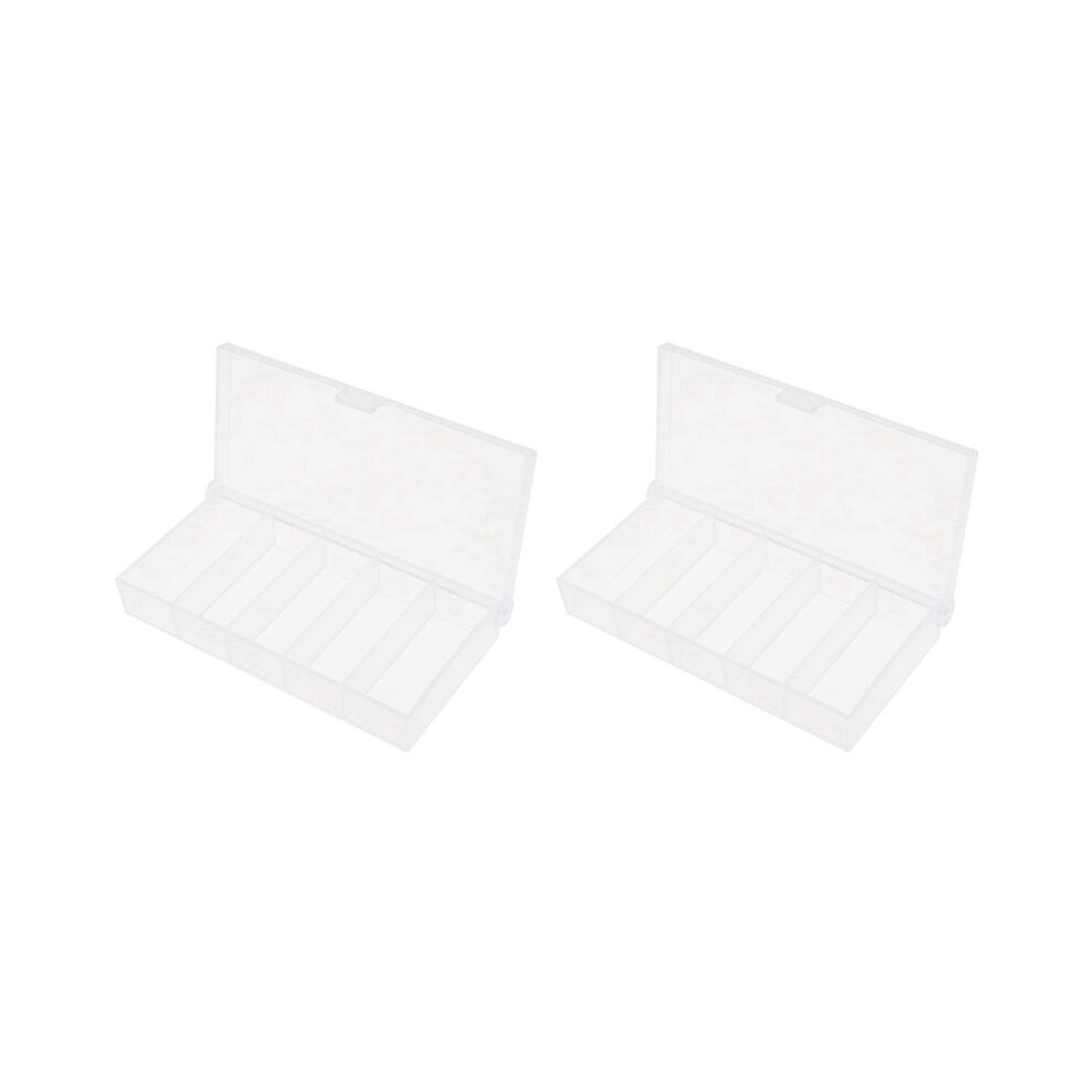 2X 5 Grids Plastic Organizer Box Clear Fishing Tackle Storage Box Jewelry Dividers Container Case Brecantia