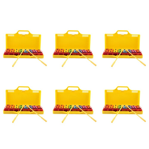 6X 8 Notes Chromatic Xylophone Glockenspiel Resonator Bells with Yellow Case