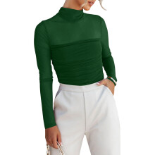 Langarm-Bodysuit mit Rollkragen und transparentem-Grün S