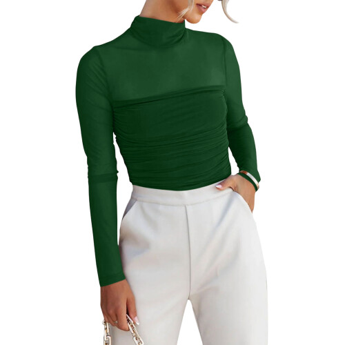 Langarm-Bodysuit mit Rollkragen und transparentem-Grün S