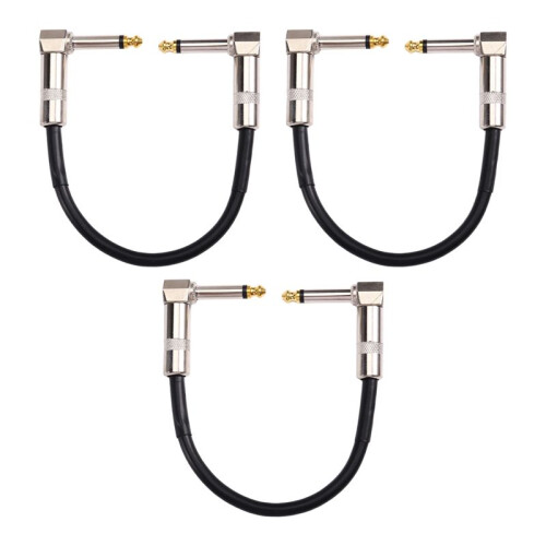 3PCS Guitar Effects Cable 15cm 1/4 Inch Right Angle Cable Instruments Patch Cord 6.35MM Electric Guitar Effect Wire