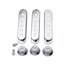 Conjunto de 8 Peças de Captador para Guitarra Elétrica ST/SQ de Três Cordas, Ajuste de Volume e Tom, Tampa de Interruptor, Prata
