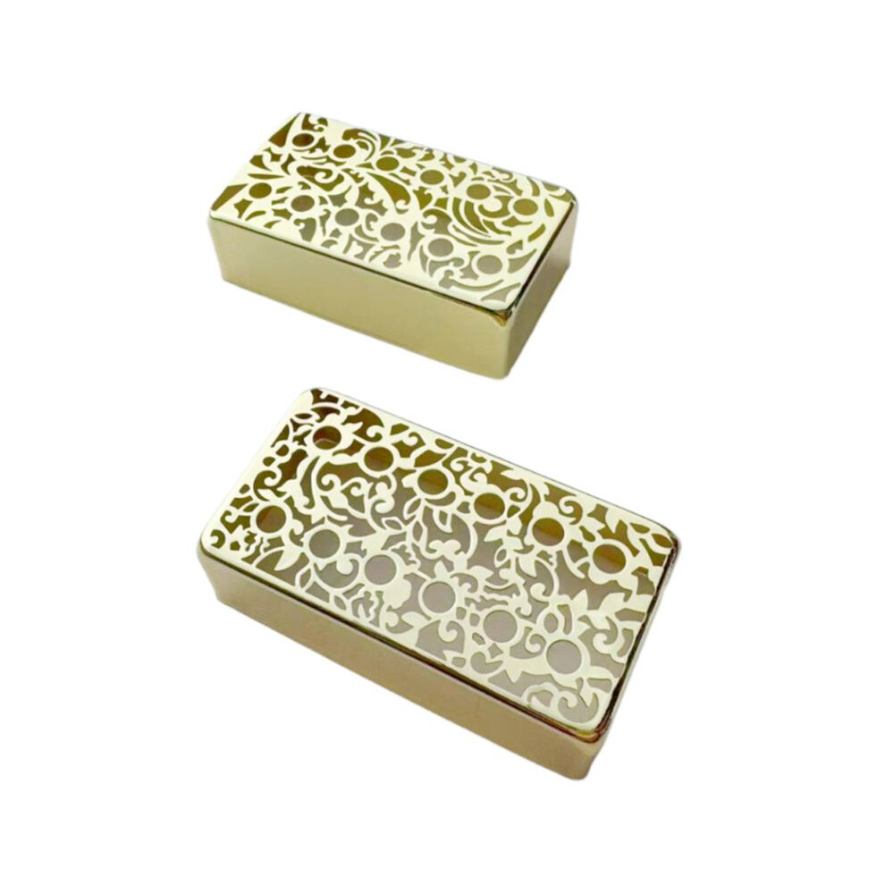 Pickup Cover Cupronickel 50Mm And 52Mm Pole Spacing Hollowed Out Pattern Pickups Frame Set For Lp Guitar Gold 4712762700239