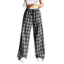 Damenhose im Y2K-Stil mit geradem Bein,-Schwarz und Weiß los L
