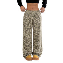 Damenhose im Y2K-Stil mit geradem Bein,-GK25 heller Leopard p L