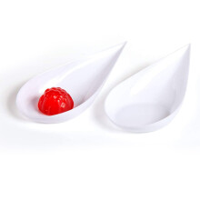 100 Tear Drop  Appetizer Plates -  Dessert Plates Tasting Spoons Plastic  Spoons Dessert Spoon Bowls, White