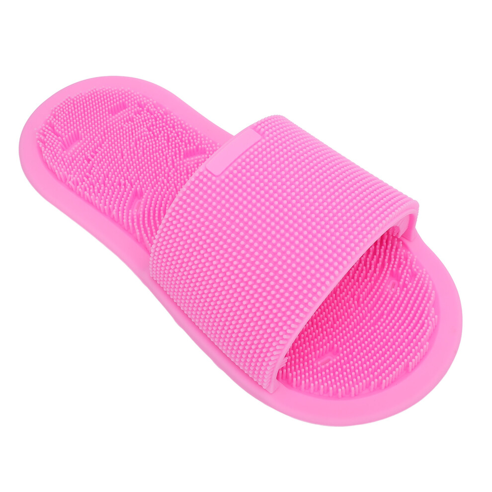Pink Silicone Shower Foot Scrubber With Suction Cups, 13.5X30cm